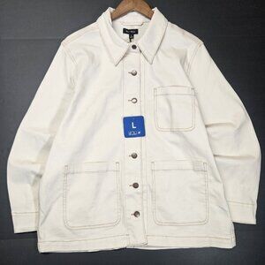 Well Worn Women's Size L  Denim Button Up Jean Jacket  Off White‎ Cotton Blend